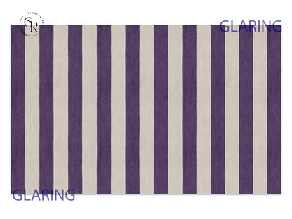 Handmade Hand-Tufted Modern Rug | Horizontal Stripes Rug in Purple