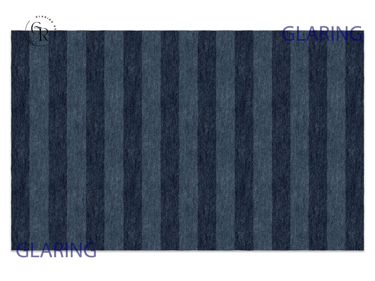 Handmade Hand-Tufted Modern Rug | Horizontal Stripes Rug in Blue