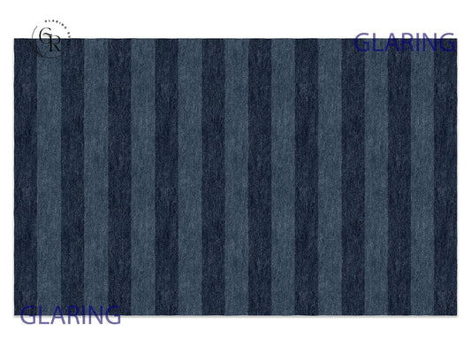 Handmade Hand-Tufted Modern Rug | Horizontal Stripes Rug in Blue