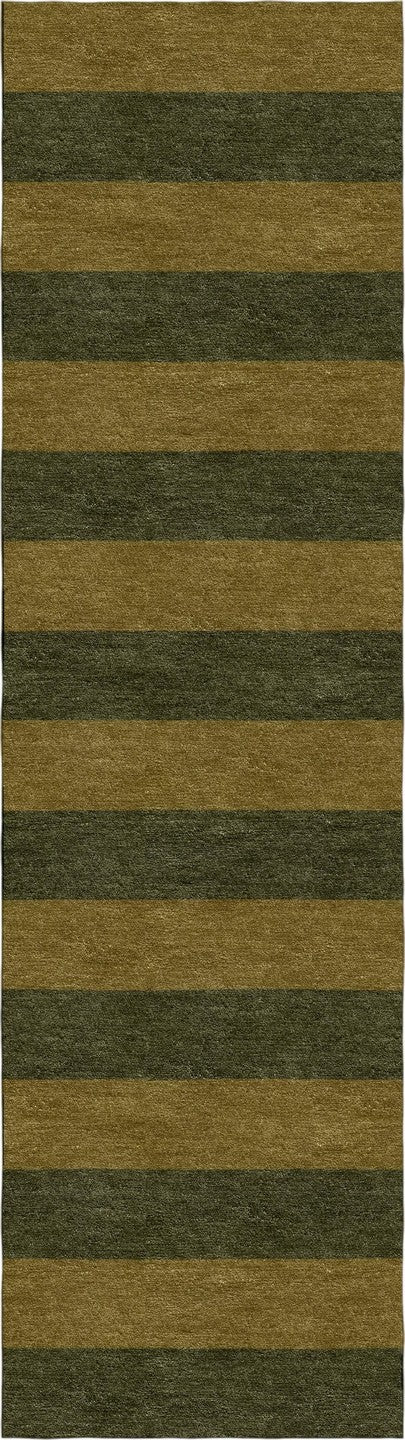 Handmade Hand-Tufted Modern Rug | Horizontal Stripes Rug in Green