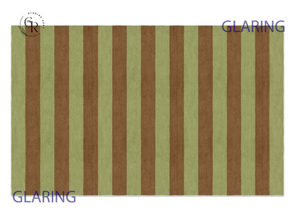 Handmade Hand-Tufted Modern Rug | Horizontal Stripes Rug in Green