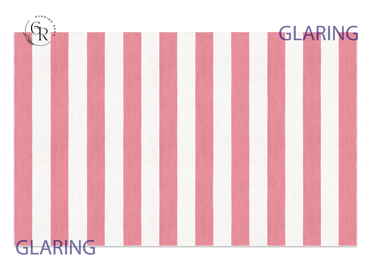 Handmade Hand-Tufted Modern Rug | Horizontal Stripes Rug in Pink
