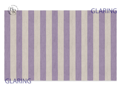 Handmade Hand-Tufted Modern Rug | Horizontal Stripes Rug in Purple