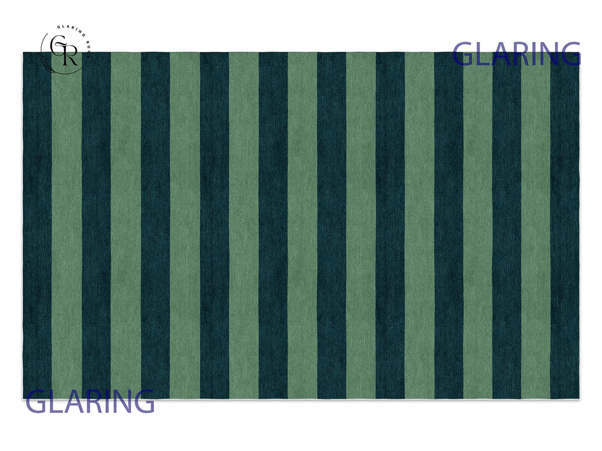 Handmade Hand-Tufted Modern Rug | Horizontal Stripes Rug in Green