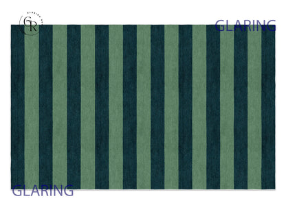 Handmade Hand-Tufted Modern Rug | Horizontal Stripes Rug in Green
