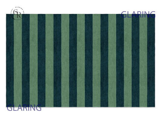 Handmade Hand-Tufted Modern Rug | Horizontal Stripes Rug in Green