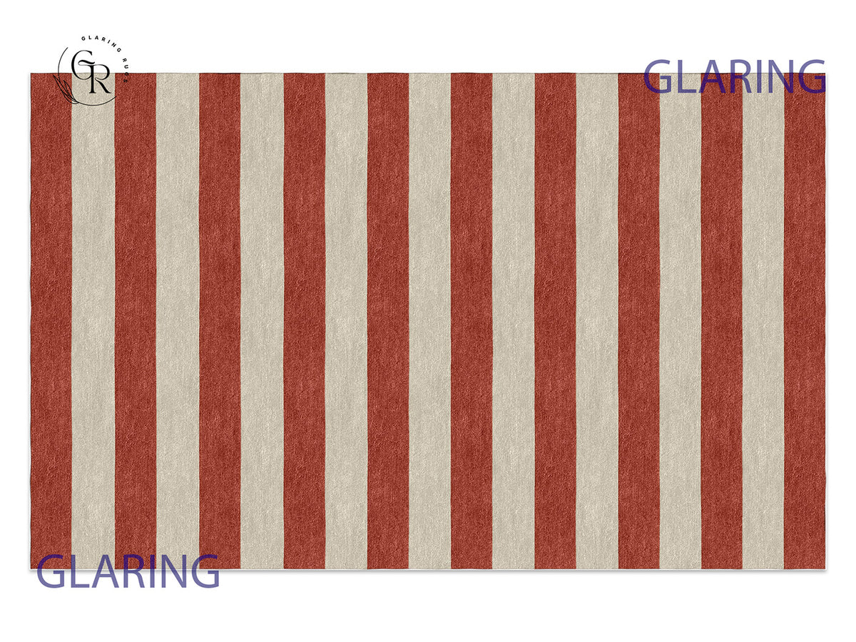 Handmade Hand-Tufted Modern Rug | Horizontal Stripes Rug in Red