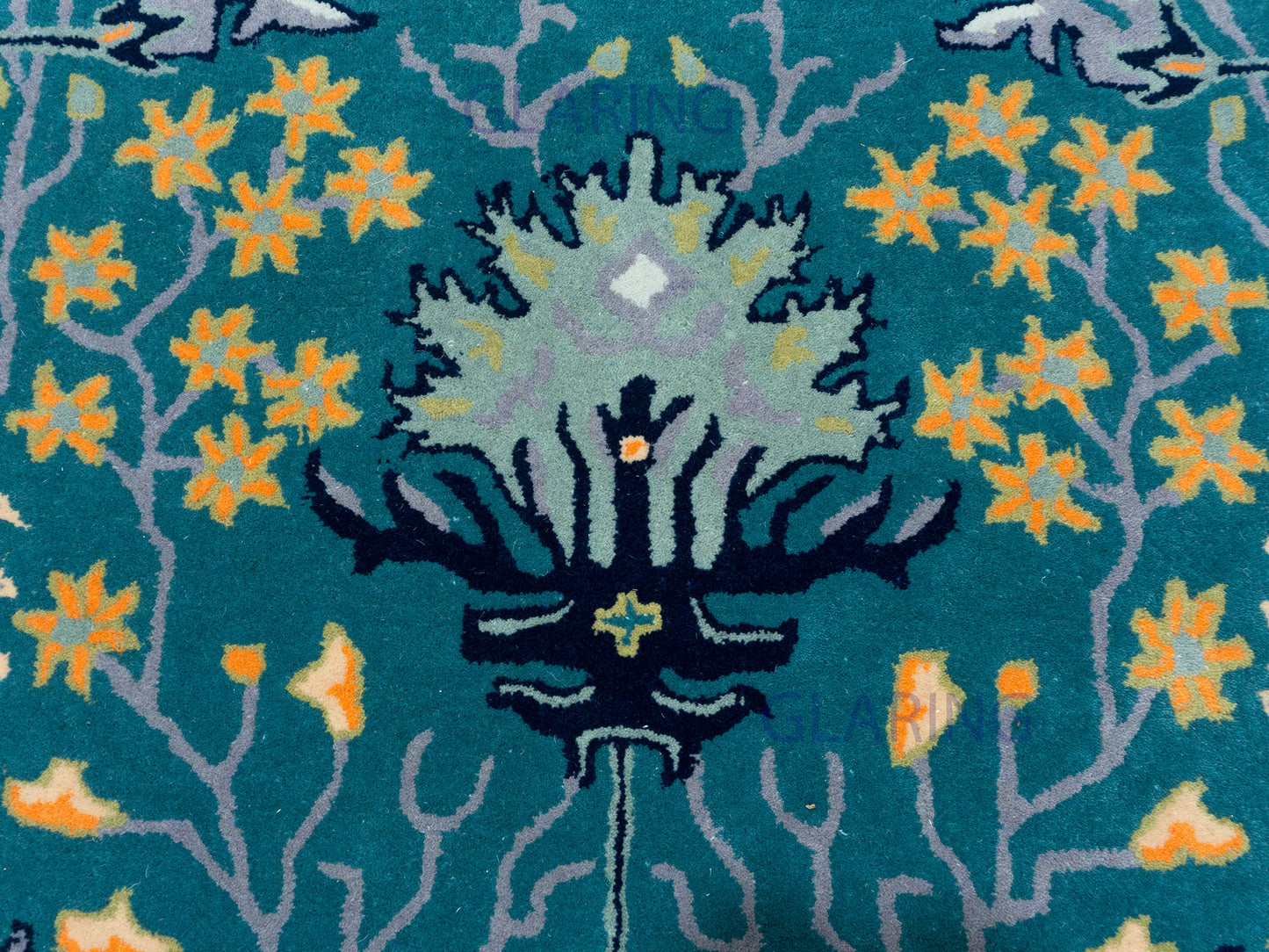 eal Persian-Inspired Floral Tree of Life Area Rug – Ornate Botanical Medallion Design