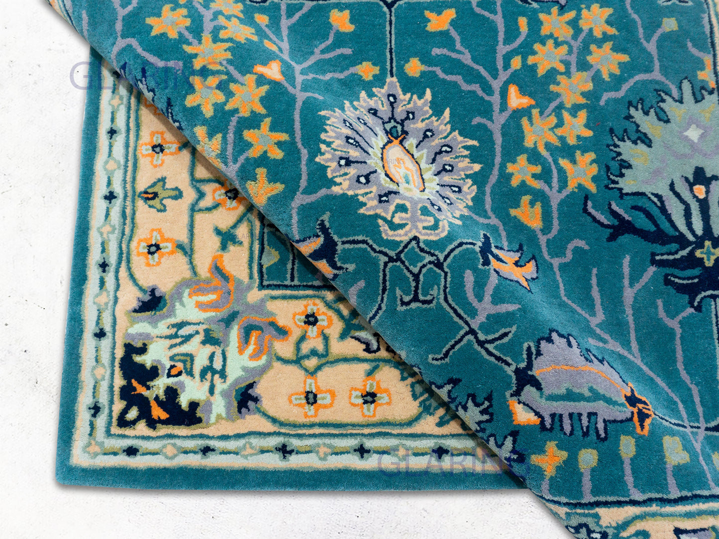 eal Persian-Inspired Floral Tree of Life Area Rug – Ornate Botanical Medallion Design