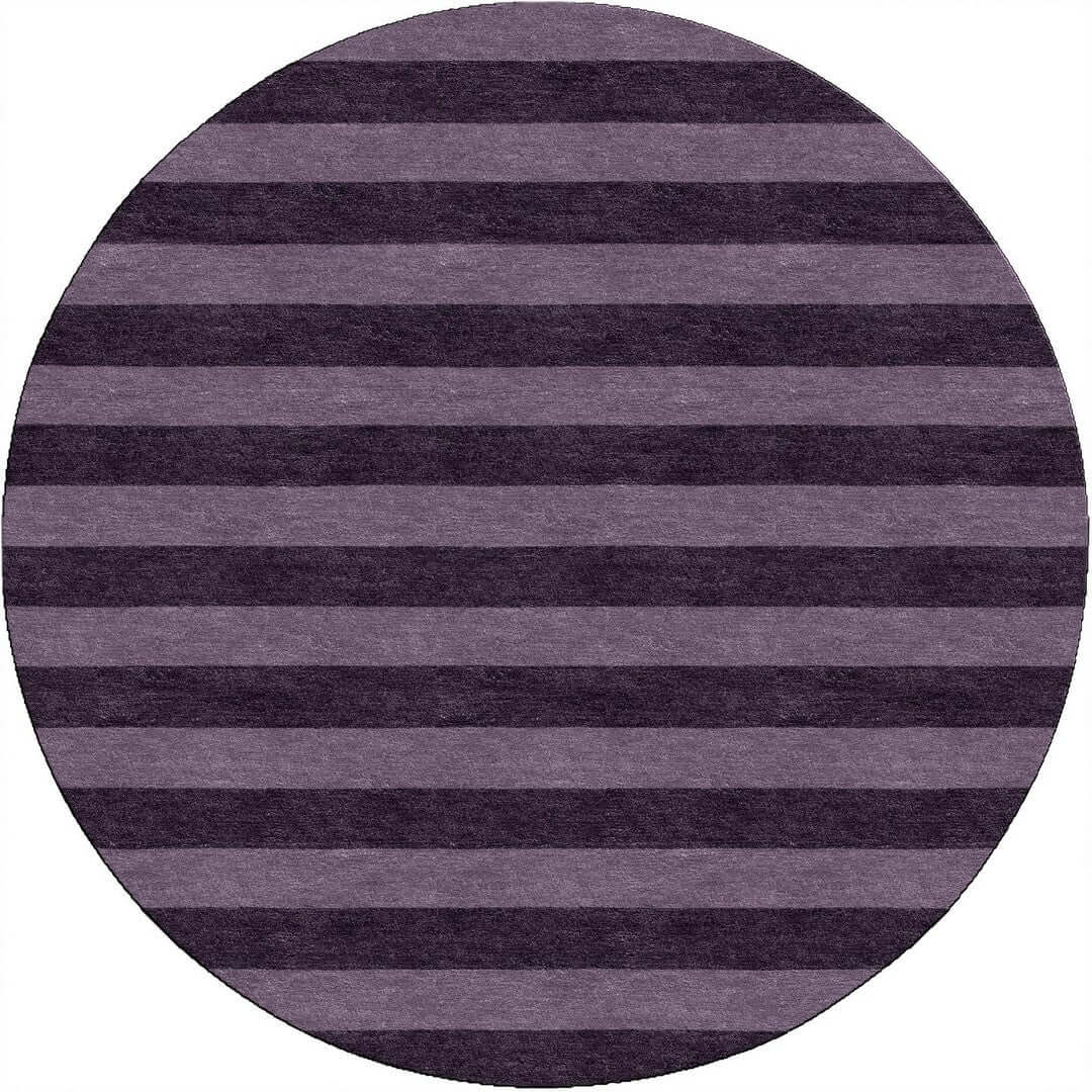 Magenta & purple striped area rug round shape