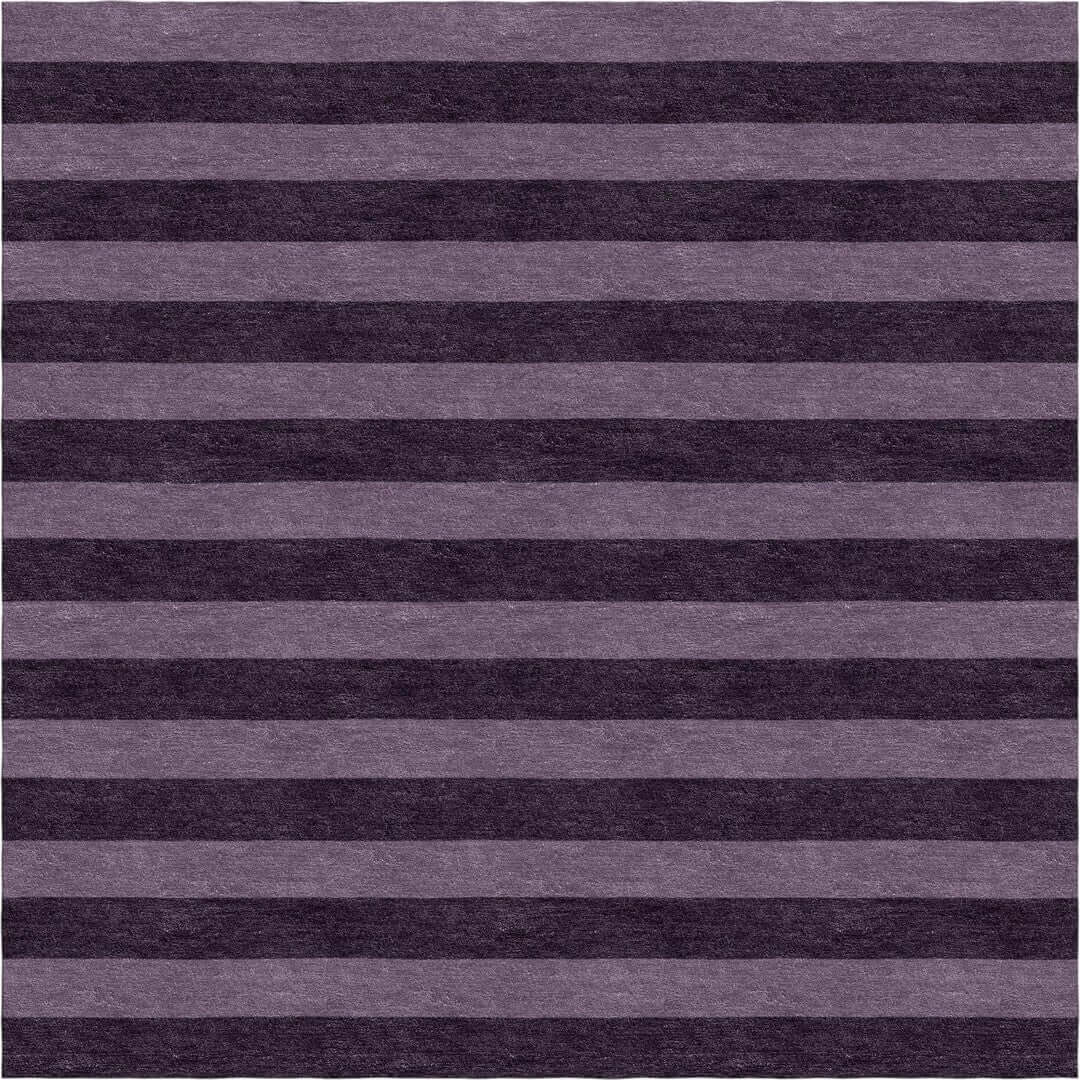 Magenta & purple striped square area rug
