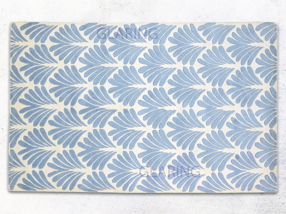 Handmade Hand-Tufted Modern Rug | Floral Design in Blue & Ivory
