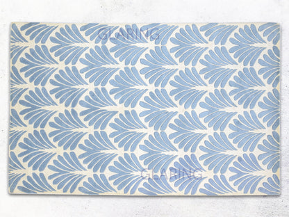 Handmade Hand-Tufted Modern Rug | Floral Design in Blue & Ivory