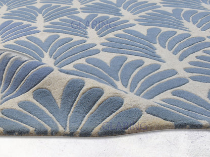 Handmade Hand-Tufted Modern Rug | Floral Design in Blue & Ivory