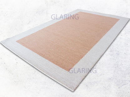 Handmade Modern Rug | Border Loop Design in Rust & Ivory