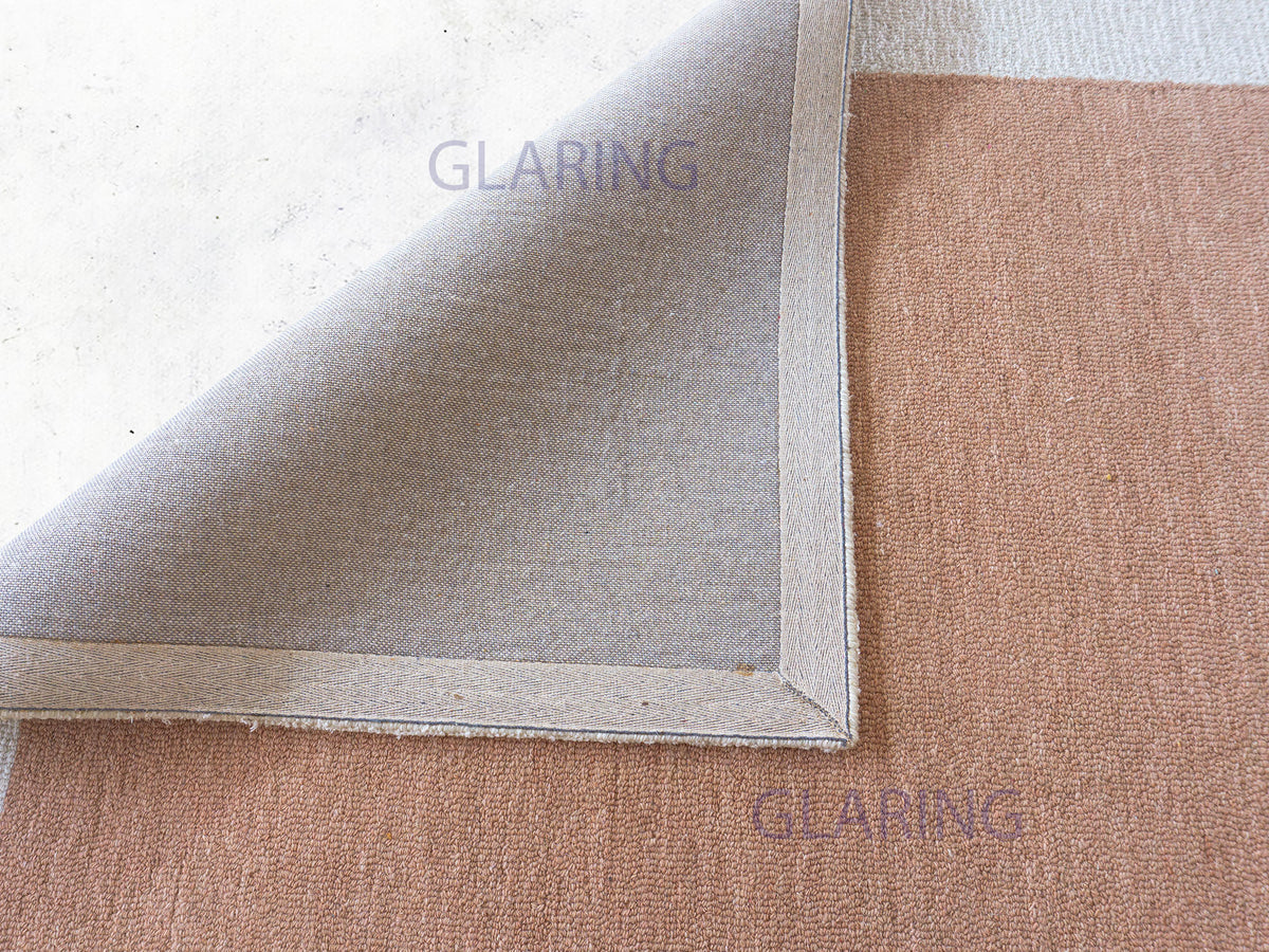 Handmade Modern Rug | Border Loop Design in Rust & Ivory
