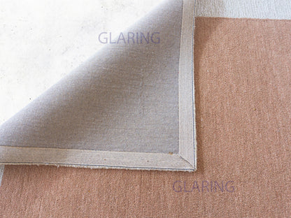 Handmade Modern Rug | Border Loop Design in Rust & Ivory