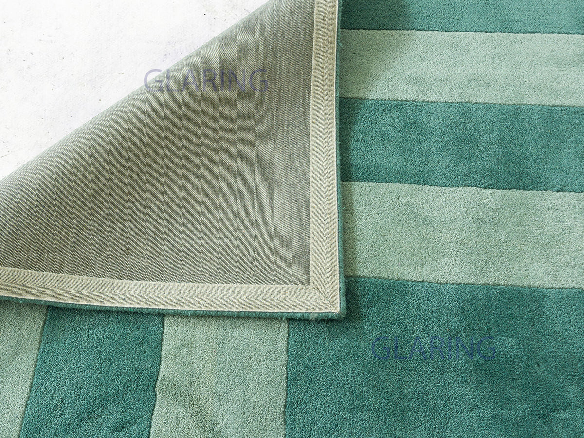 Handmade Modern Rug | Border Design in Teal Green