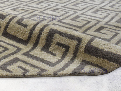 Handmade Scandinavian Rug | Geometric Design in Beige & Brown