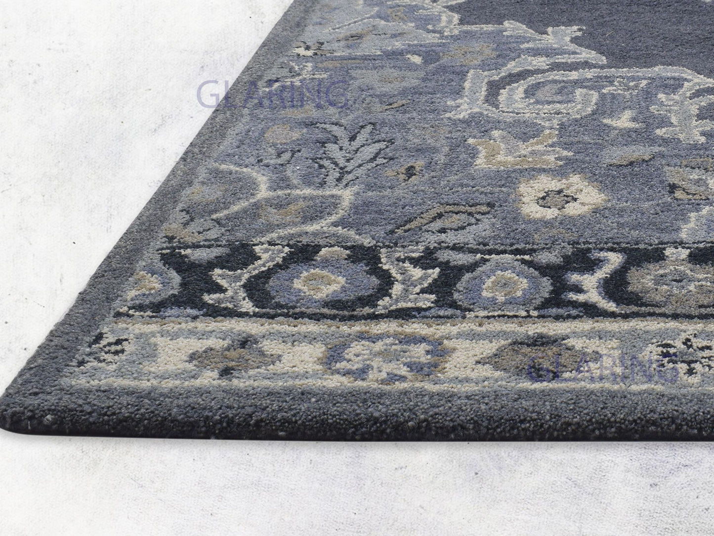 Handmade Heriz-Indian Rug | Oriental Design in Grey, Ivory & Beige