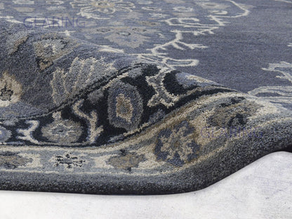 Handmade Heriz-Indian Rug | Oriental Design in Grey, Ivory & Beige