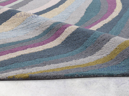 Handmade Bohemian Rug | Abstract Design in Grey & Purple