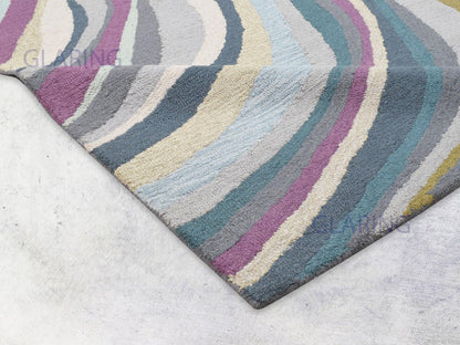 Handmade Bohemian Rug | Abstract Design in Grey & Purple