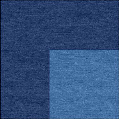 Handmade Hand-Tufted Wool Modern Border Blue Royal Blue Area Rug