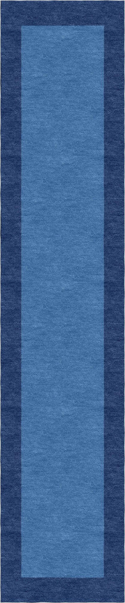 Handmade Hand-Tufted Wool Modern Border Blue Royal Blue Area Rug