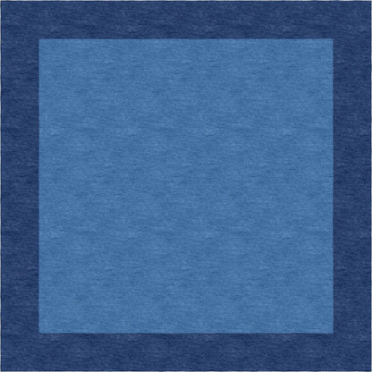 Handmade Hand-Tufted Wool Modern Border Blue Royal Blue Area Rug