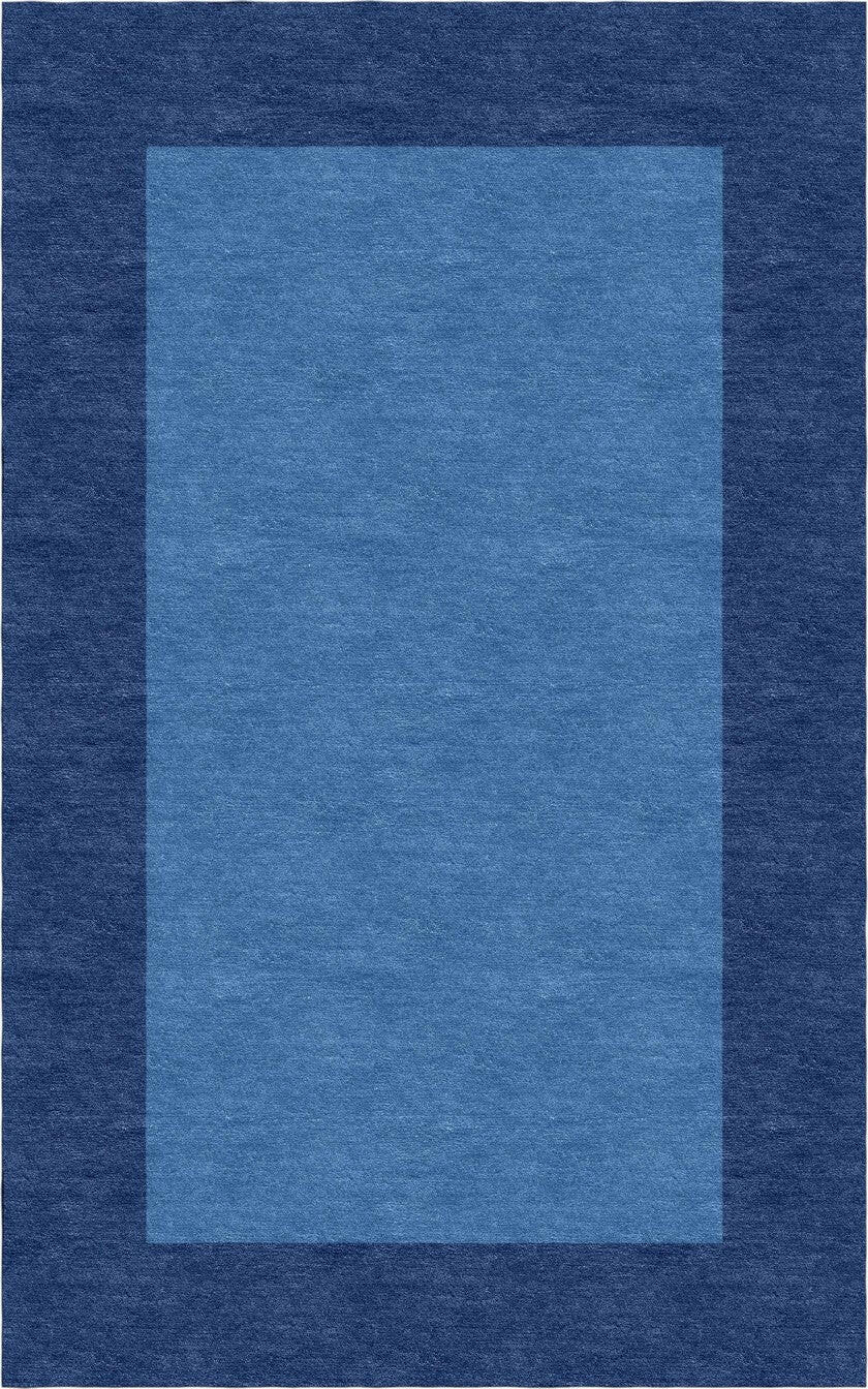 Handmade Hand-Tufted Wool Modern Border Blue Royal Blue Area Rug