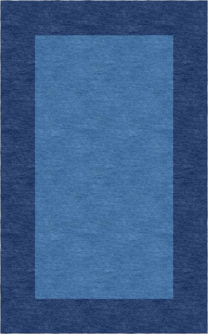 Handmade Hand-Tufted Wool Modern Border Blue Royal Blue Area Rug