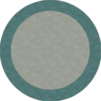 Handmade Hand-Tufted Wool Modern Border Silver Teal Green Area Rug