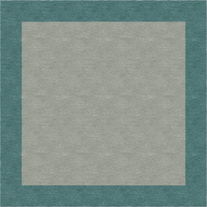 Handmade Hand-Tufted Wool Modern Border Silver Teal Green Area Rug