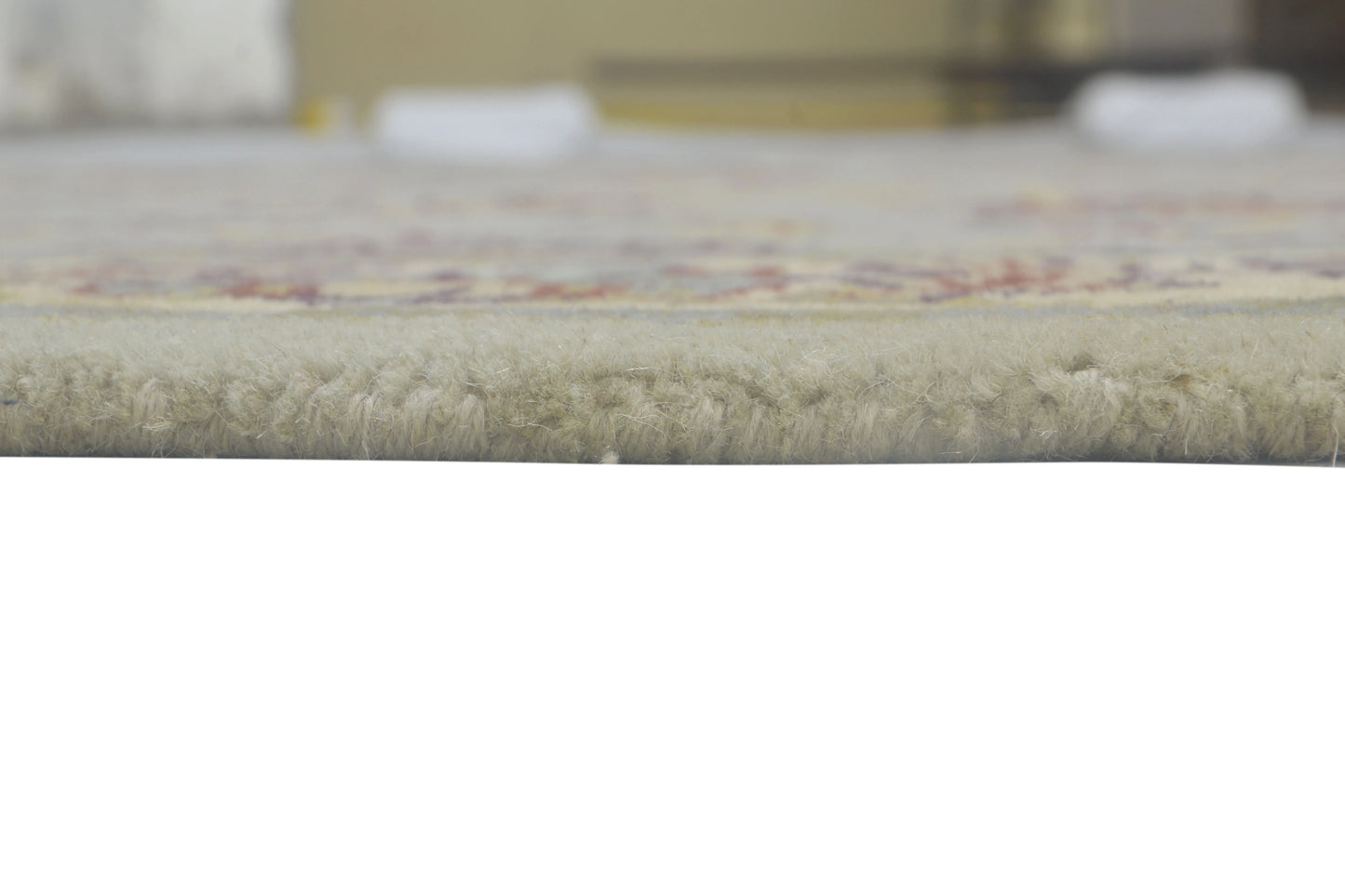 Handmade Round Oushak|Hand Tufted Wool Area Rug in Soft Sage Blue & Cream | Vintage Turkish Inspired Round Rug