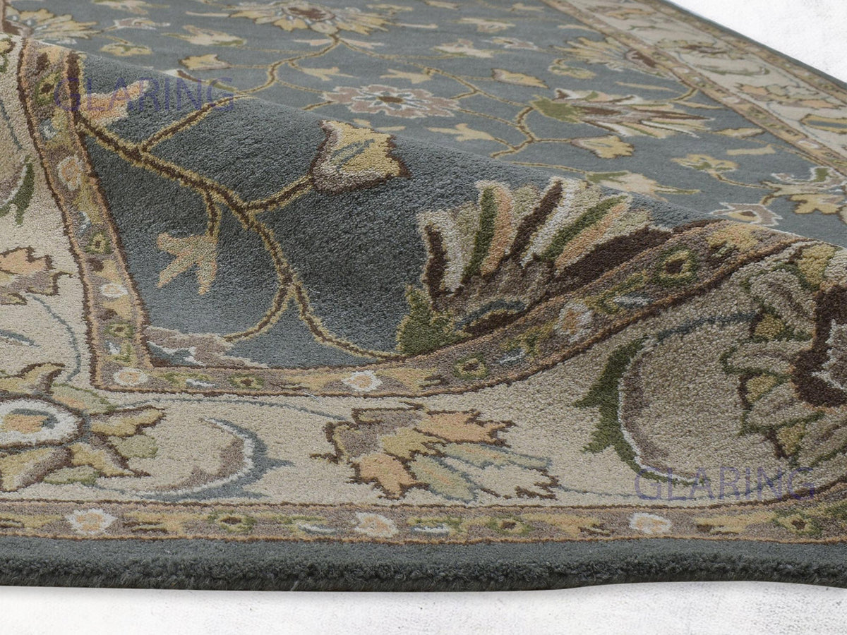 Handmade Wool Oushak Area Rug in Grey, Beige & Brown