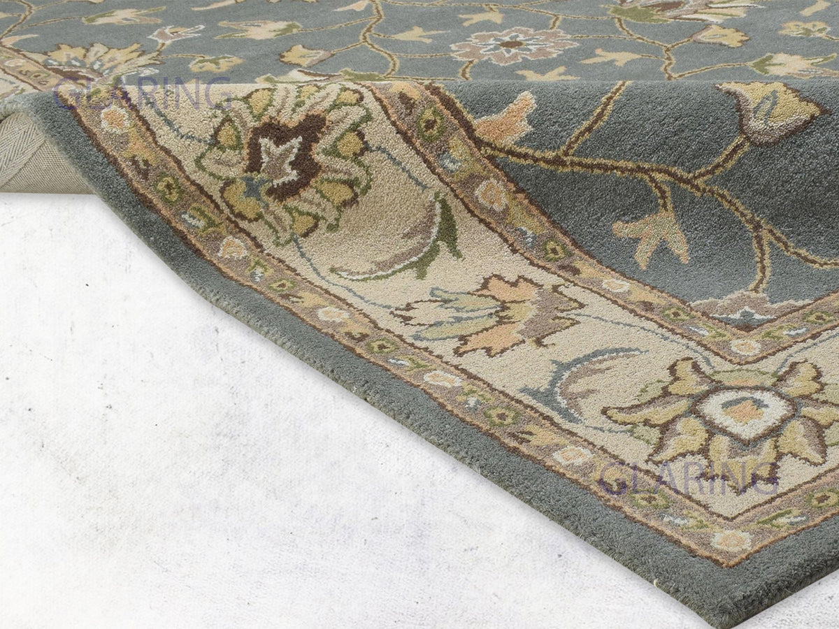 Handmade Wool Oushak Area Rug in Grey, Beige & Brown