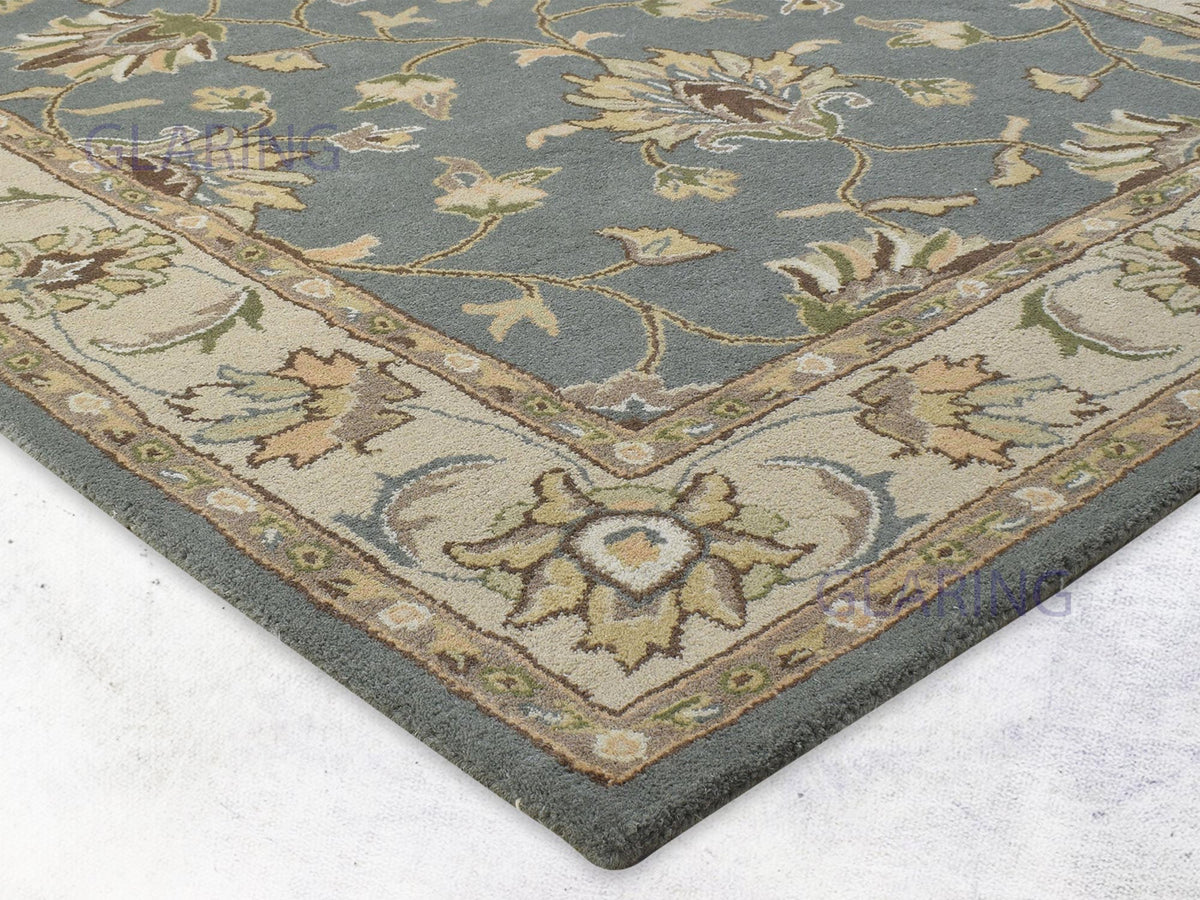 Handmade Wool Oushak Area Rug in Grey, Beige & Brown