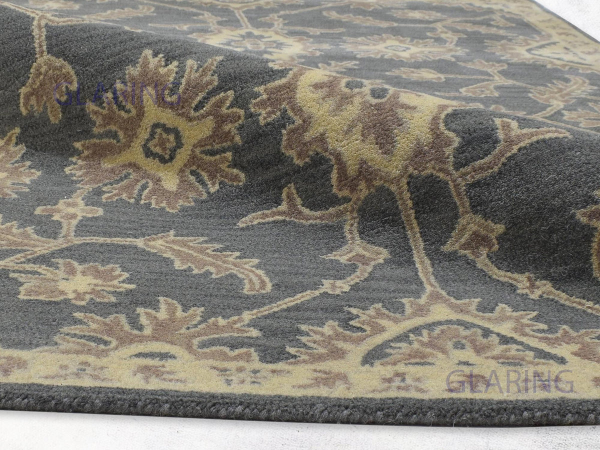 Traditional Rug in Grey, Hand-Tufted Wool Oushak Area Rug For Living Room