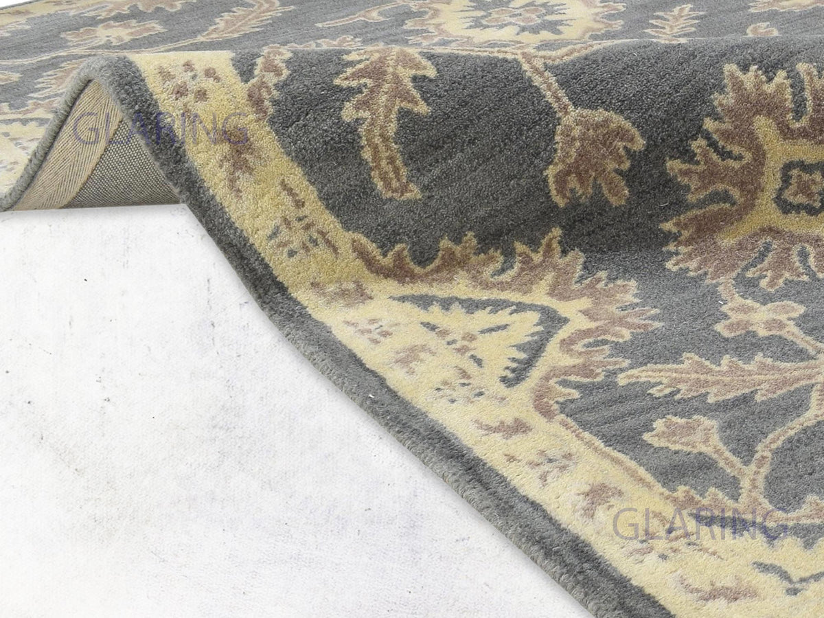 Traditional Rug in Grey, Hand-Tufted Wool Oushak Area Rug For Living Room